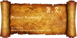 Mincz Kincső névjegykártya